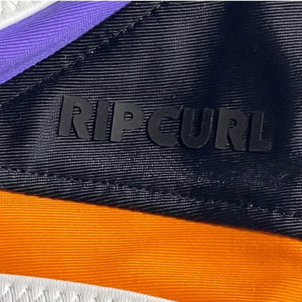 Rip Curl Women Black Purple Orange Colorblock Bandeau Bikini‎ Top Medium NWT